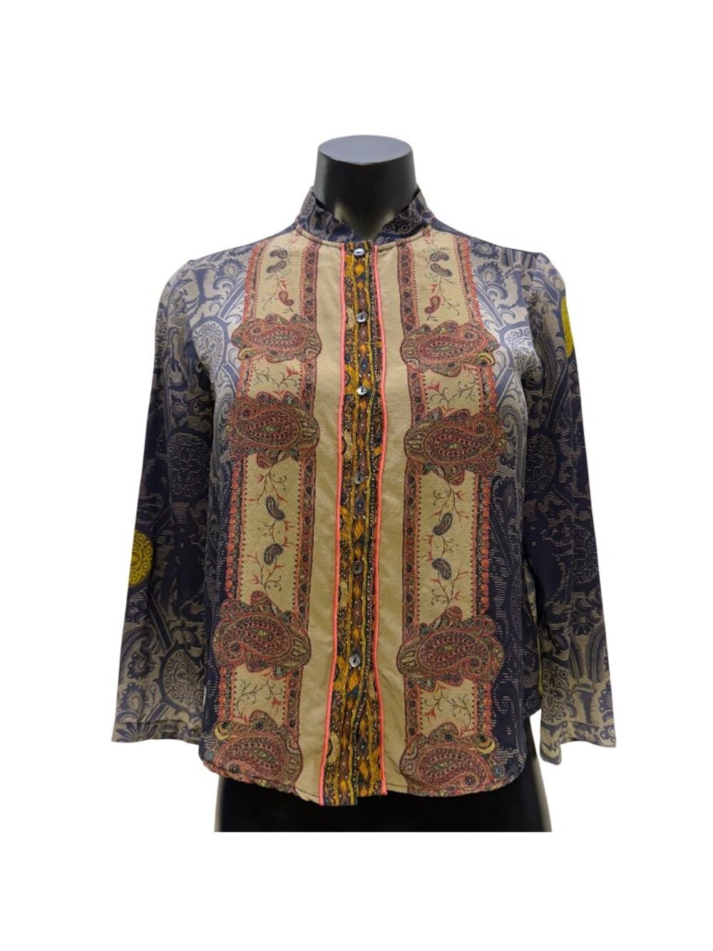 Pierre-Louis Mascia Button-Down Blouse Navy Multi Long Sleeve S